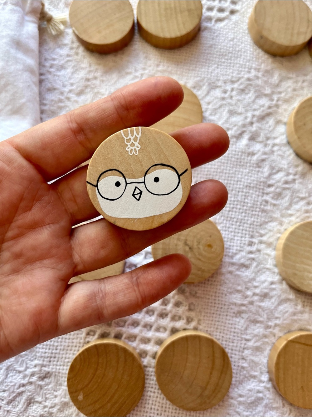 Little Kids Memory Game with Wooden Disks & Animal Faces — All Wood Toy